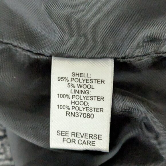 CATO Black/White Plaid Fleece Hooded Mid-Length Button Coat; Size 3X - Picture 5 of 6